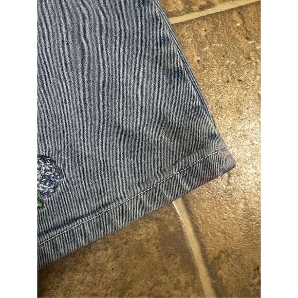 Vintage The Quacker Factory Blue Jeans Womens Size 10 Floral Embroidered Cotton - Picture 7 of 10